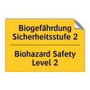Biogefährdung Sicherheitsstufe /.../ - Biohazard Safety Level 2