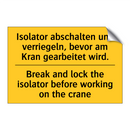 Isolator abschalten und verriegeln, /.../ - Break and lock the isolator before /.../