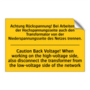 Achtung Rückspannung! Bei Arbeiten /.../ - Caution Back Voltage! When working /.../