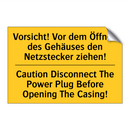 Vorsicht! Vor dem Öffnen des Gehäuses /.../ - Caution Disconnect The Power Plug /.../