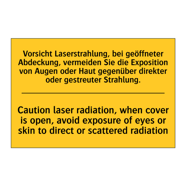 Vorsicht Laserstrahlung, bei geöffneter /.../ - Caution laser radiation, when /.../