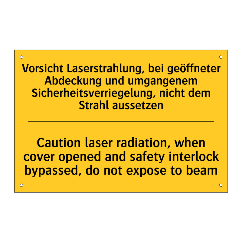 Vorsicht Laserstrahlung, bei geöffneter /.../ - Caution laser radiation, when /.../