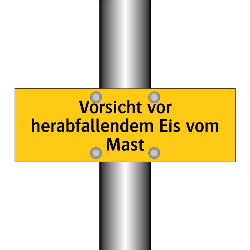 Vorsicht vor herabfallendem Eis vom Mast