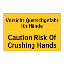 Vorsicht Quetschgefahr für Hände/.../ - Caution Risk Of Crushing Hands