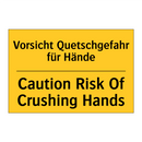 Vorsicht Quetschgefahr für Hände/.../ - Caution Risk Of Crushing Hands