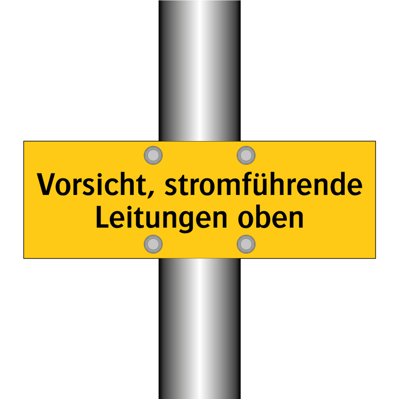 Vorsicht, stromführende Leitungen oben