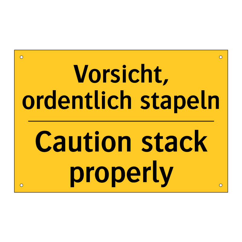 Vorsicht, ordentlich stapeln - Caution stack properly