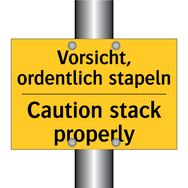 Vorsicht, ordentlich stapeln - Caution stack properly