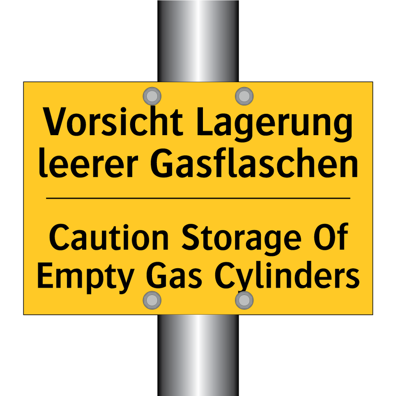 Vorsicht Lagerung leerer Gasflaschen/.../ - Caution Storage Of Empty Gas Cylinders/.../
