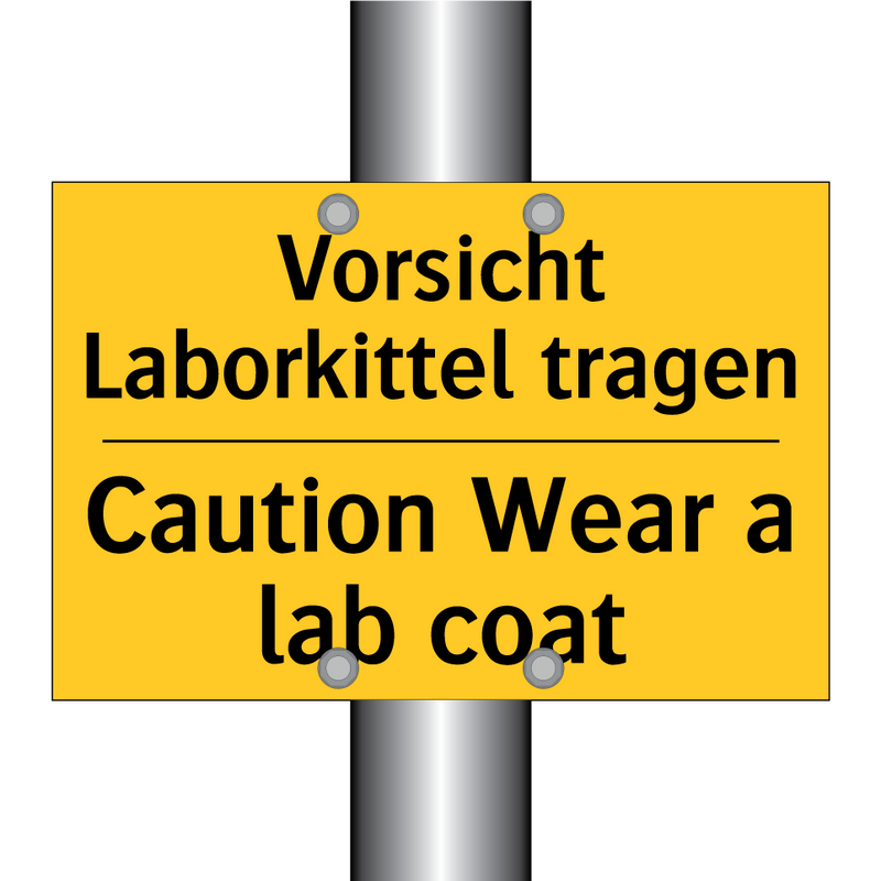 Vorsicht Laborkittel tragen - Caution Wear a lab coat