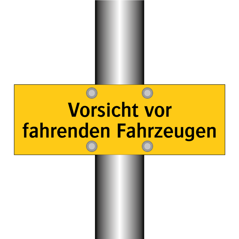 Vorsicht vor fahrenden Fahrzeugen