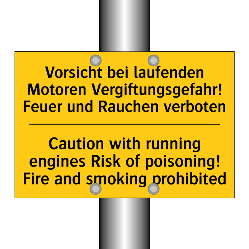 Vorsicht bei laufenden Motoren /.../ - Caution with running engines Risk /.../