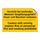Vorsicht bei laufenden Motoren /.../ - Caution with running engines Risk /.../
