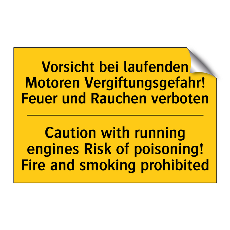 Vorsicht bei laufenden Motoren /.../ - Caution with running engines Risk /.../