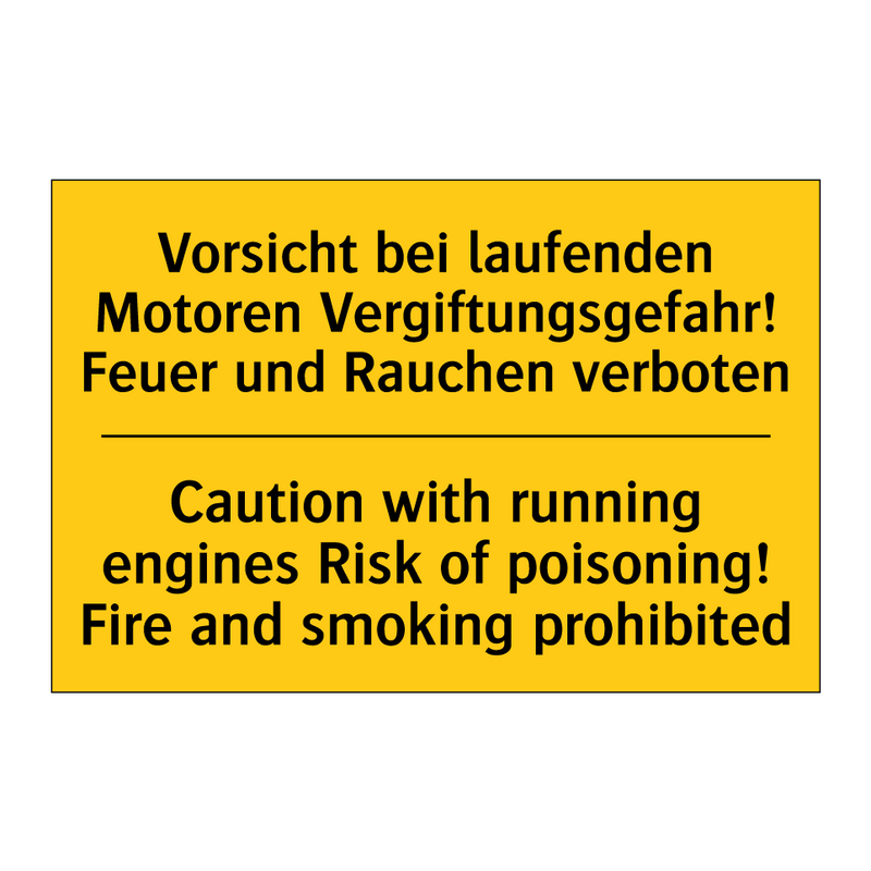 Vorsicht bei laufenden Motoren /.../ - Caution with running engines Risk /.../