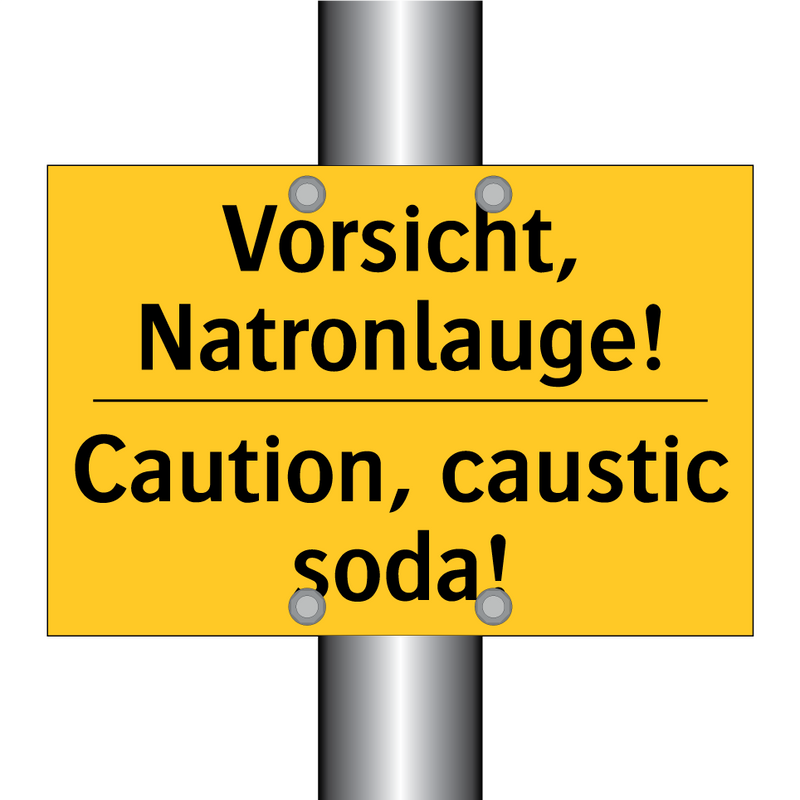Vorsicht, Natronlauge! - Caution, caustic soda!