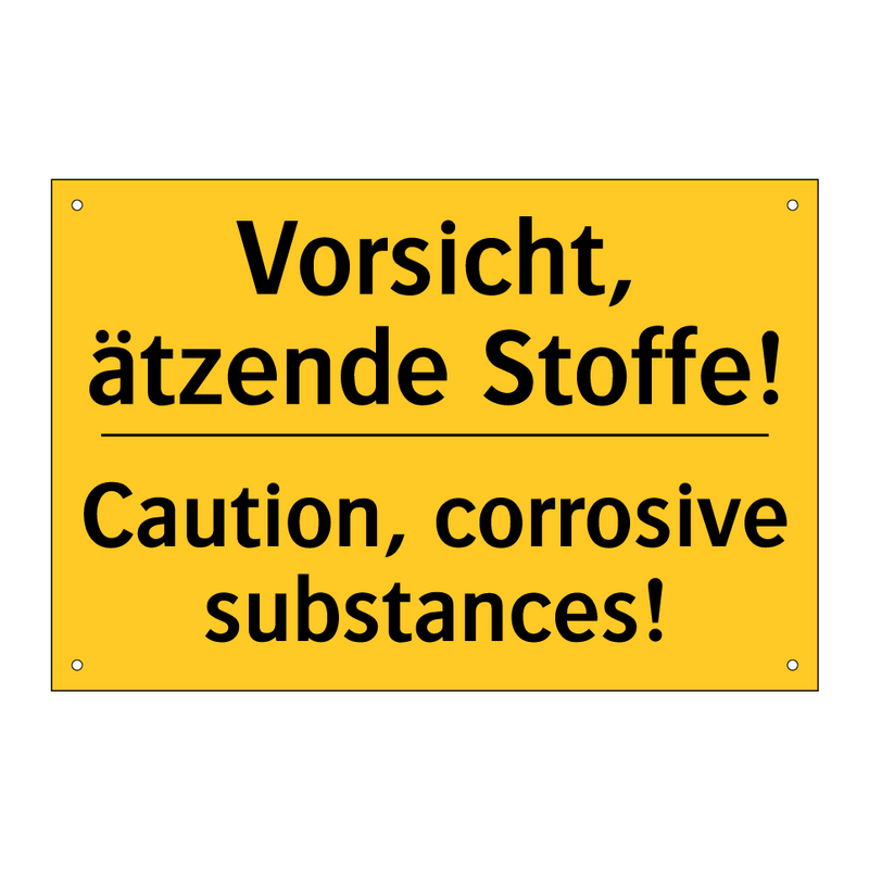 Vorsicht, ätzende Stoffe! - Caution, corrosive substances!