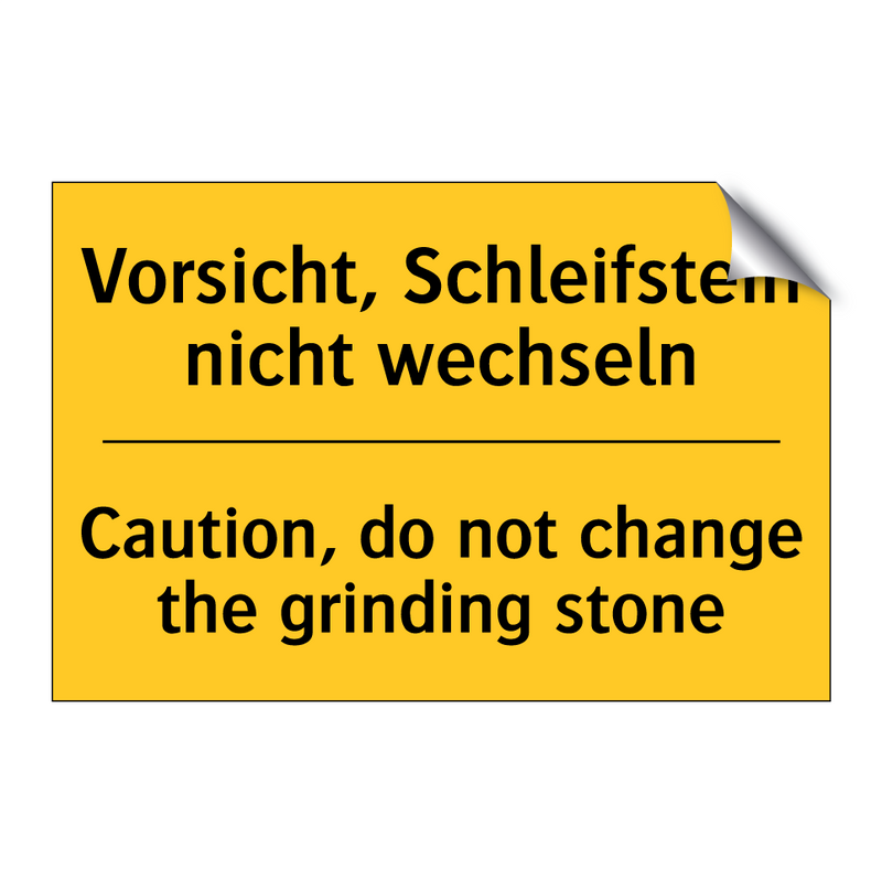 Vorsicht, Schleifstein nicht wechseln/.../ - Caution, do not change the grinding /.../