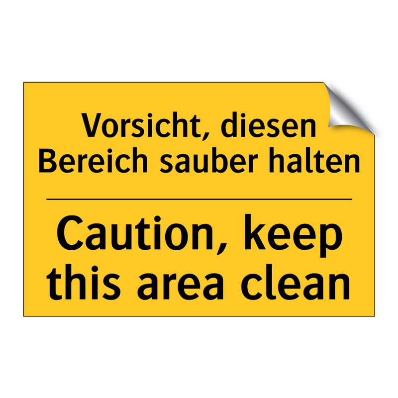 Vorsicht, diesen Bereich sauber /.../ - Caution, keep this area clean