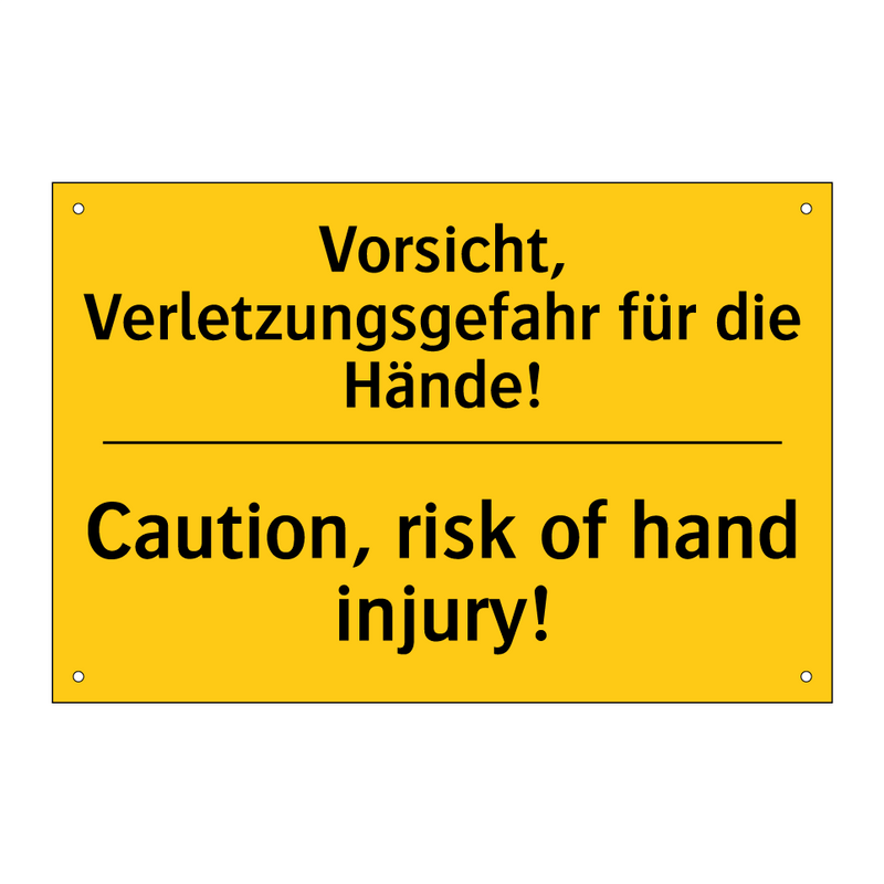 Vorsicht, Verletzungsgefahr für /.../ - Caution, risk of hand injury!