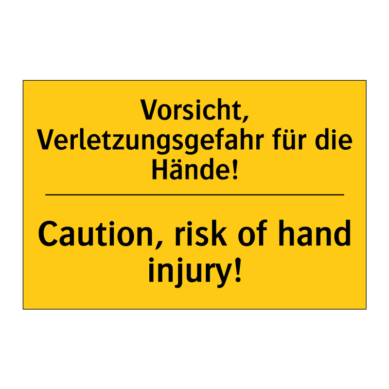 Vorsicht, Verletzungsgefahr für /.../ - Caution, risk of hand injury!