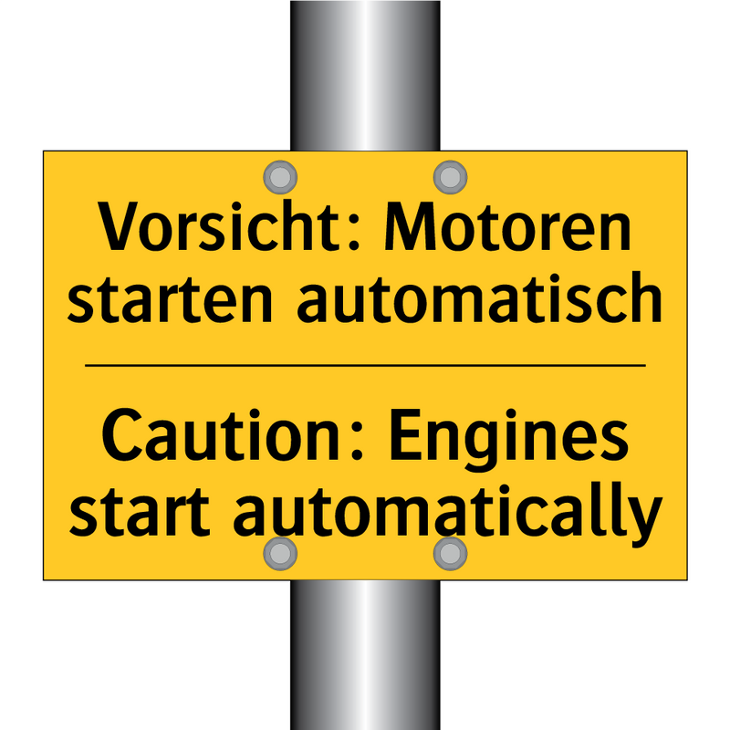 Vorsicht: Motoren starten automatisch/.../ - Caution: Engines start automatically/.../