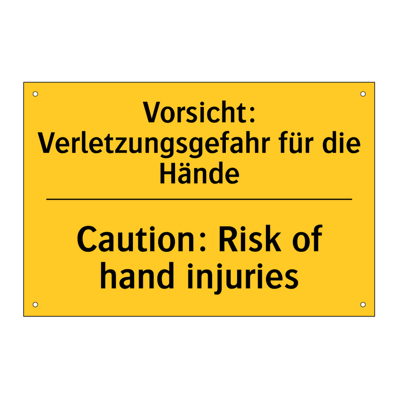 Vorsicht: Verletzungsgefahr für /.../ - Caution: Risk of hand injuries