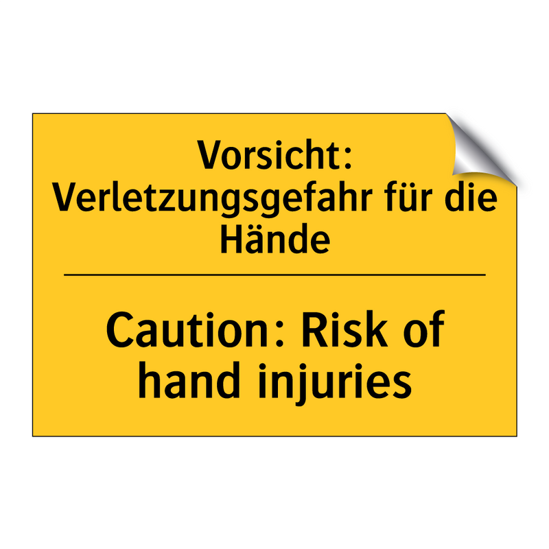 Vorsicht: Verletzungsgefahr für /.../ - Caution: Risk of hand injuries