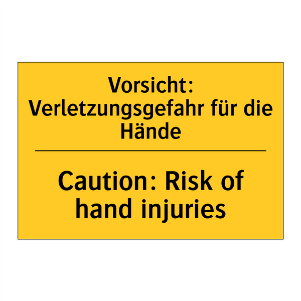 Vorsicht: Verletzungsgefahr für /.../ - Caution: Risk of hand injuries