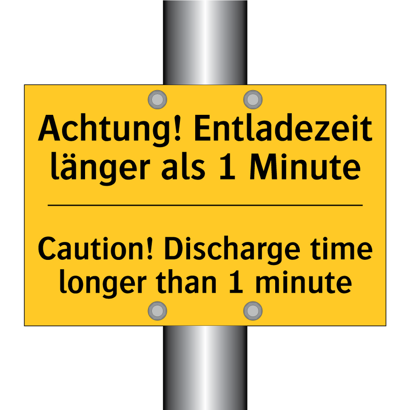 Achtung! Entladezeit länger als /.../ - Caution! Discharge time longer /.../