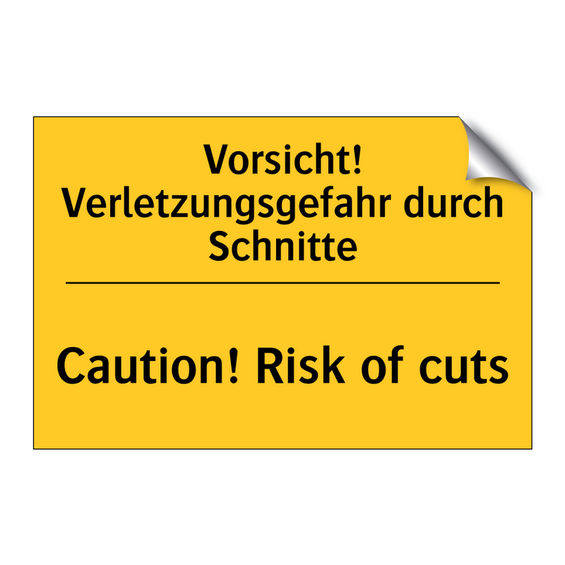 Vorsicht! Verletzungsgefahr durch /.../ - Caution! Risk of cuts
