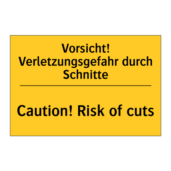 Vorsicht! Verletzungsgefahr durch /.../ - Caution! Risk of cuts