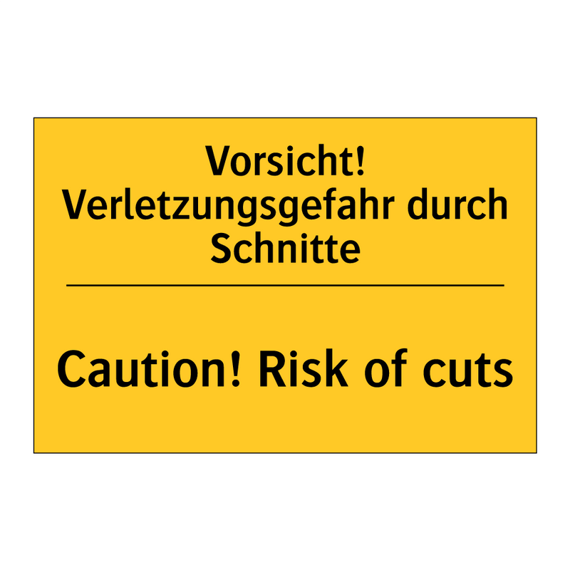 Vorsicht! Verletzungsgefahr durch /.../ - Caution! Risk of cuts