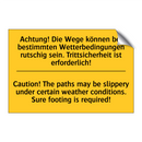 Achtung! Die Wege können bei bestimmten /.../ - Caution! The paths may be slippery /.../