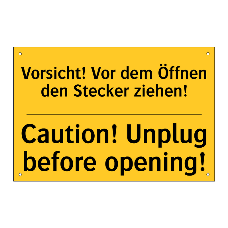 Vorsicht! Vor dem Öffnen den Stecker /.../ - Caution! Unplug before opening!/.../