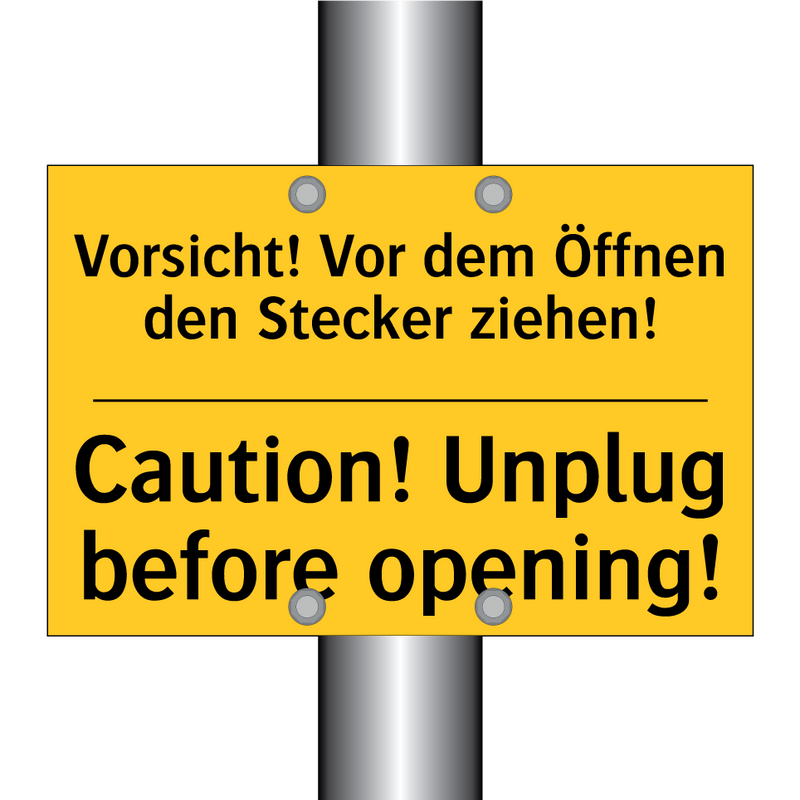 Vorsicht! Vor dem Öffnen den Stecker /.../ - Caution! Unplug before opening!/.../