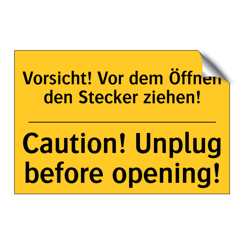Vorsicht! Vor dem Öffnen den Stecker /.../ - Caution! Unplug before opening!/.../