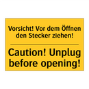 Vorsicht! Vor dem Öffnen den Stecker /.../ - Caution! Unplug before opening!/.../