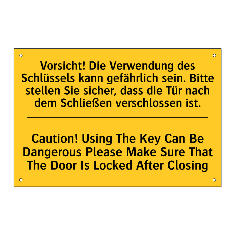 Vorsicht! Die Verwendung des Schlüssels /.../ - Caution! Using The Key Can Be /.../