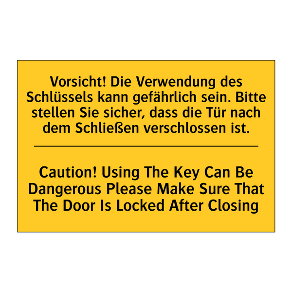 Vorsicht! Die Verwendung des Schlüssels /.../ - Caution! Using The Key Can Be /.../