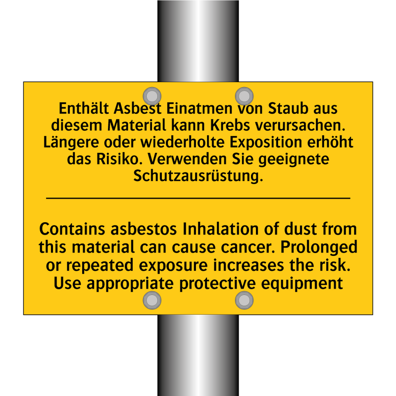 Enthält Asbest Einatmen von Staub /.../ - Contains asbestos Inhalation of /.../