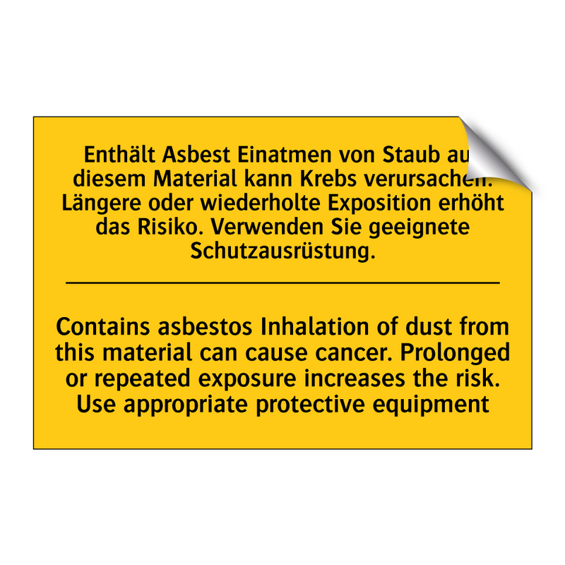 Enthält Asbest Einatmen von Staub /.../ - Contains asbestos Inhalation of /.../