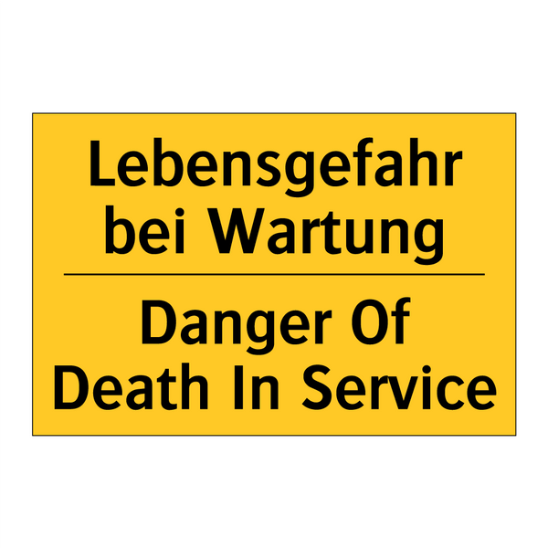 Lebensgefahr bei Wartung - Danger Of Death In Service