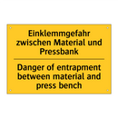 Einklemmgefahr zwischen Material /.../ - Danger of entrapment between material /.../
