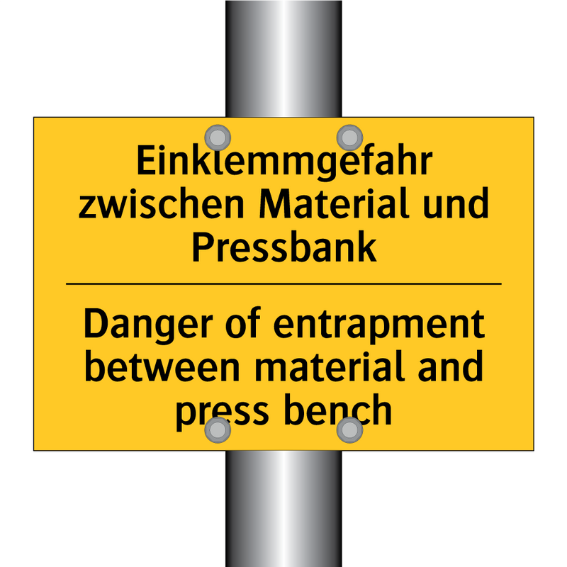 Einklemmgefahr zwischen Material /.../ - Danger of entrapment between material /.../