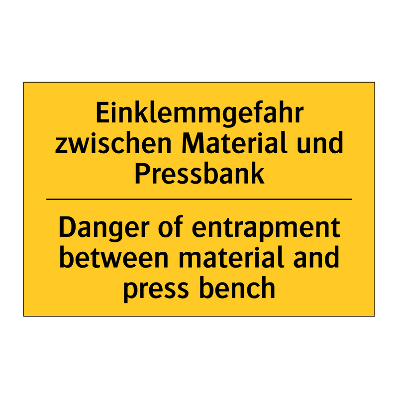 Einklemmgefahr zwischen Material /.../ - Danger of entrapment between material /.../