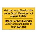 Gefahr durch Gasflasche unter /.../ - Danger of Gas Cylinder under pressure /.../