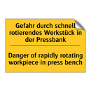 Gefahr durch schnell rotierendes /.../ - Danger of rapidly rotating workpiece /.../