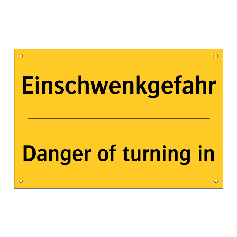 Einschwenkgefahr - Danger of turning in