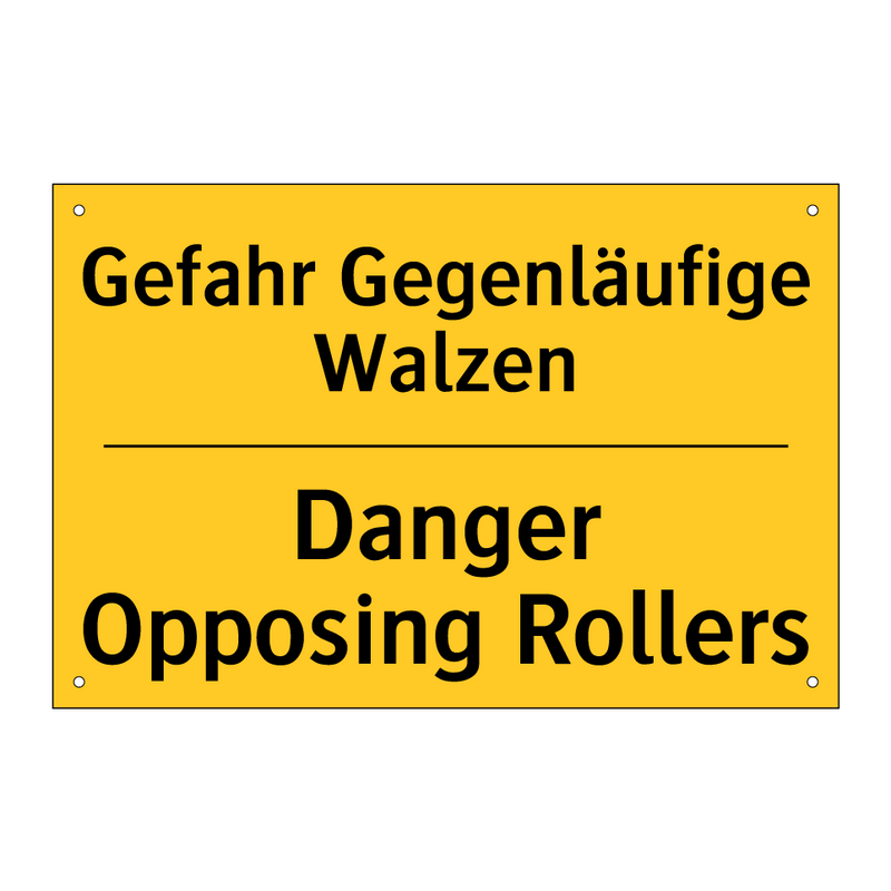 Gefahr Gegenläufige Walzen - Danger Opposing Rollers